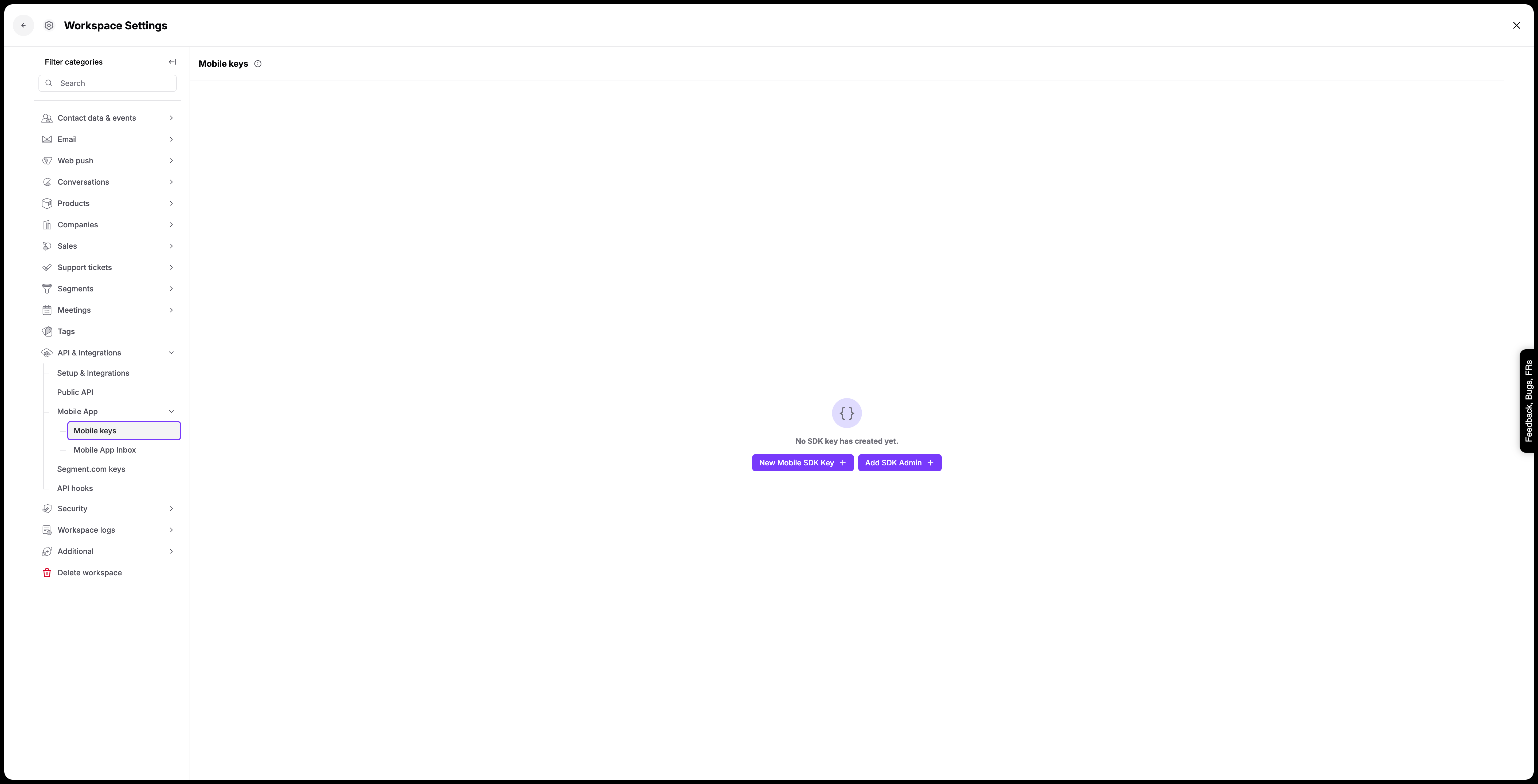 Positive User Mobile Settings Panel