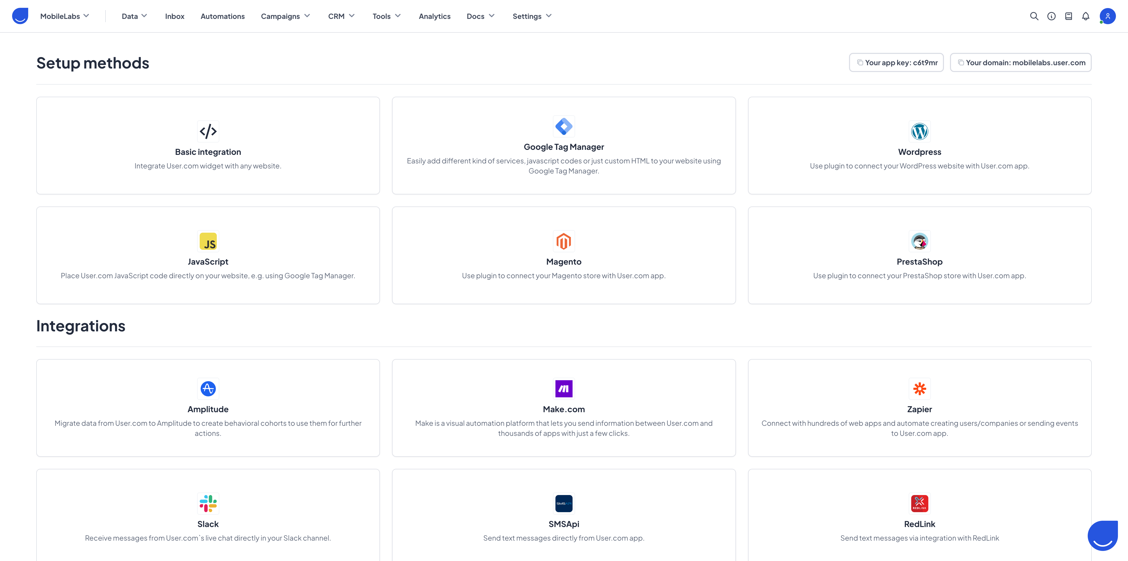 Integrations keys